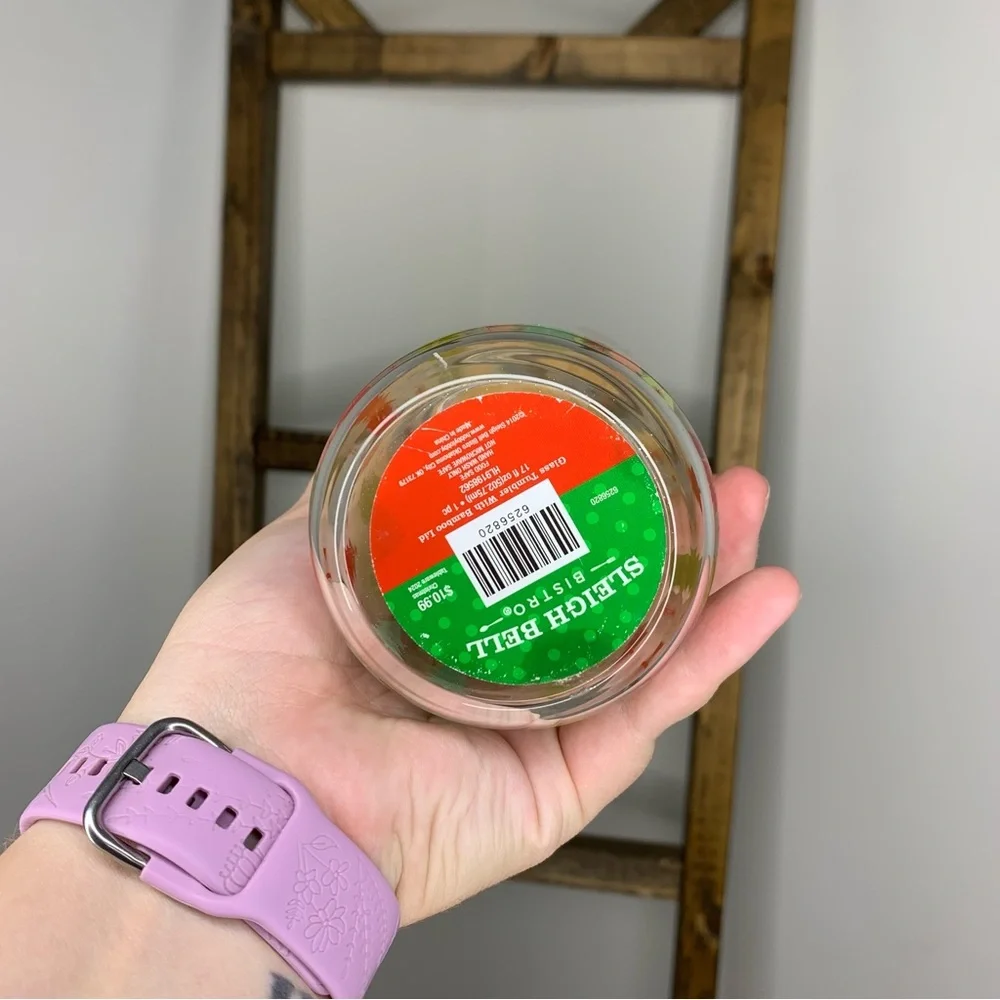 Hobby Lobby Festive Tree Glass Tumbler with Bamboo Lid and Green Straw